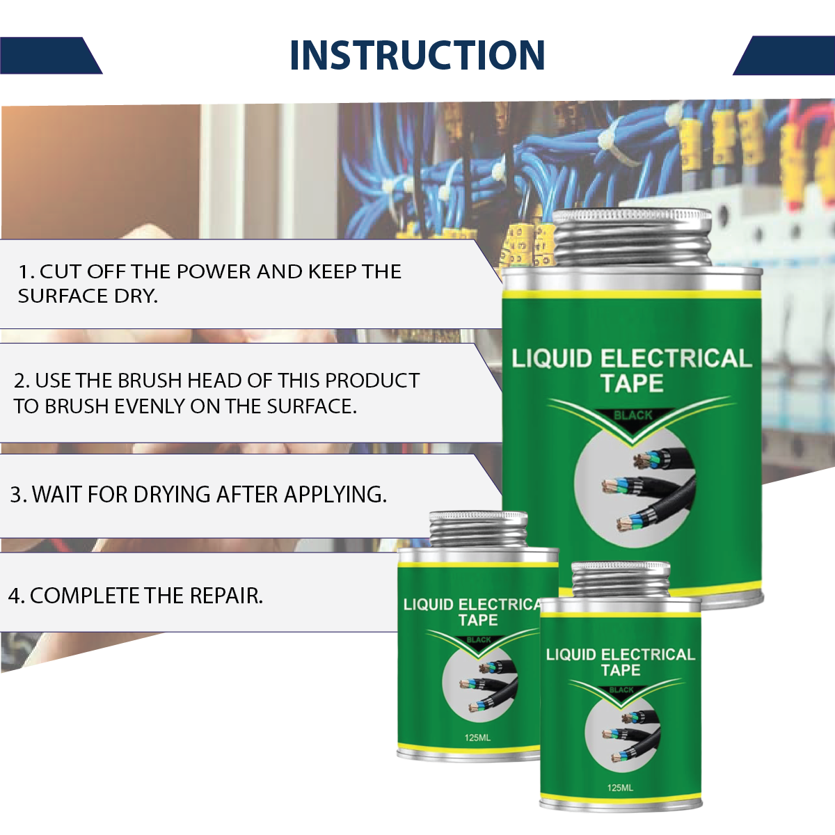 Luzitec™ ProSeal Liquid Electrical Tape – Heavy-Duty Wire Insulation (125ml, Black)