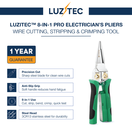 Luzitec™ ProGuard 8-in-1 Wire Stripper & Voltage Tester