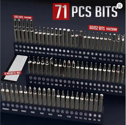 Luzitec™ ProFix 75-in-1 Precision Electric Screwdriver Kit – USB-C Rechargeable, Dual Torque, LED Light