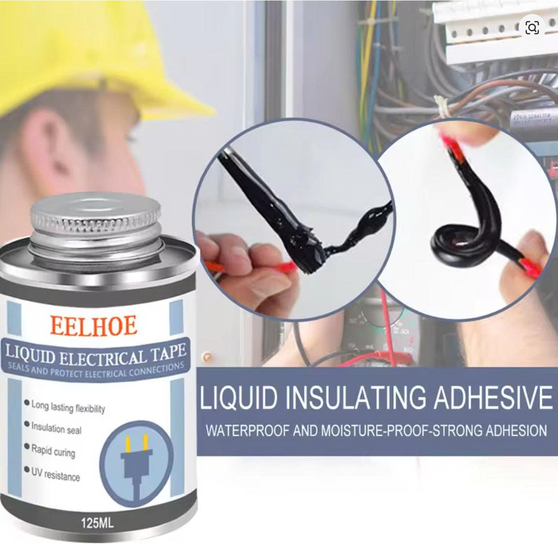 Luzitec™ ProSeal 125ml Liquid Electrical Tape – UV-Resistant, Fast-Drying Insulation & Wire Sealing Adhesive