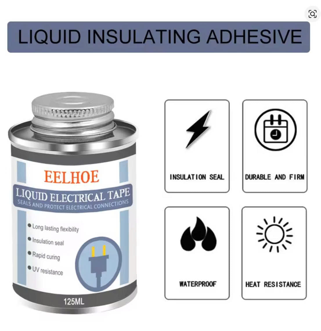 Luzitec™ ProSeal 125ml Liquid Electrical Tape – UV-Resistant, Fast-Drying Insulation & Wire Sealing Adhesive